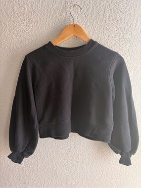 EUC Richer Poorer Andie Recycled Fleece Crop Balloon Sleeve Sweatshirt ❤️ Size S